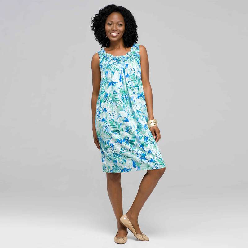 Floral Smock Tank Dress, Multi, large image number 0